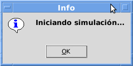 Mensaje iniciando simulación